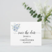 rustikale staubblaue Wasserfarben Blumen & Blätter Ankündigungspostkarte (Stehend Vorderseite)