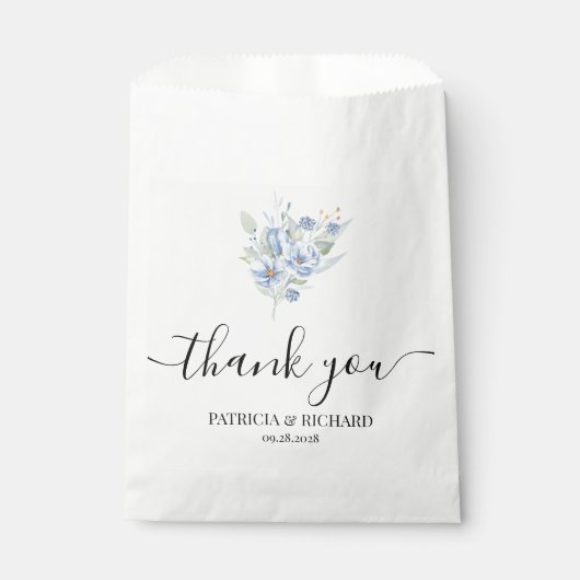 rustikale staubblaue Wasserfarben Blumen & Blätter Geschenktütchen (Vorderseite)
