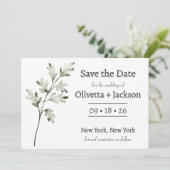 Rustikale staubblaue Wildblume Save The Date (Stehend Vorderseite)