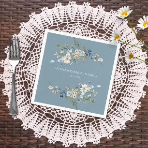 Rustikale staubblaue Wildblumen & Gänseblümchen Du Serviette