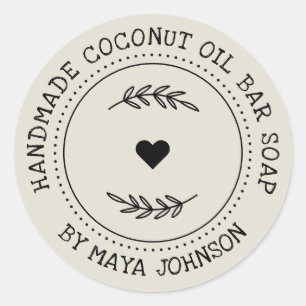 Rustikale, staubige Elfenbein-Grünelemente, handge Runder Aufkleber