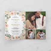 Rustikale staubige Pfirsich-Blumen-Foto-QR-Code-Ho Einladung (Innenseite)