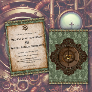 Rustikale Steampunk-Eleganz viktorianische Hochzei Einladung