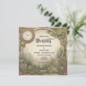 Rustikale Steampunk-Zahnräder-Hochzeitseinladung Einladung (Stehend Vorderseite)