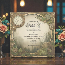 Rustikale Steampunk-Zahnräder-Hochzeitseinladung Einladung