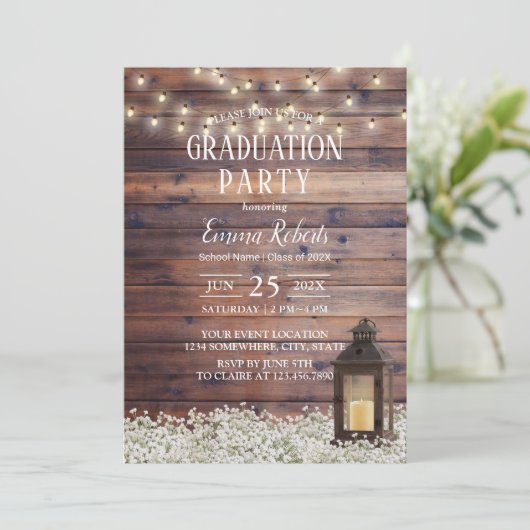 Rustikale Stehlampenlichtschablone Einladung (Stehend Vorderseite)