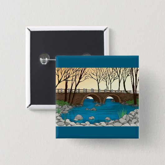 Rustikale Steinbrücke über die Naturlandschaft des Button (Vorne & Hinten)