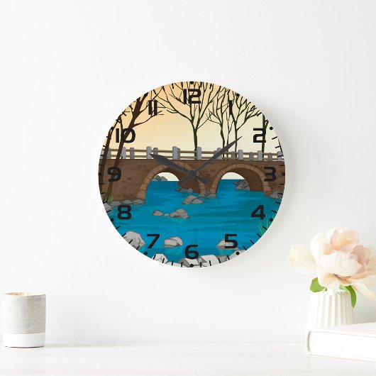 Rustikale Steinbrücke über die Naturlandschaft des Große Wanduhr