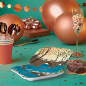 Rustikale Steinbrücke über die Naturlandschaft des Pappteller