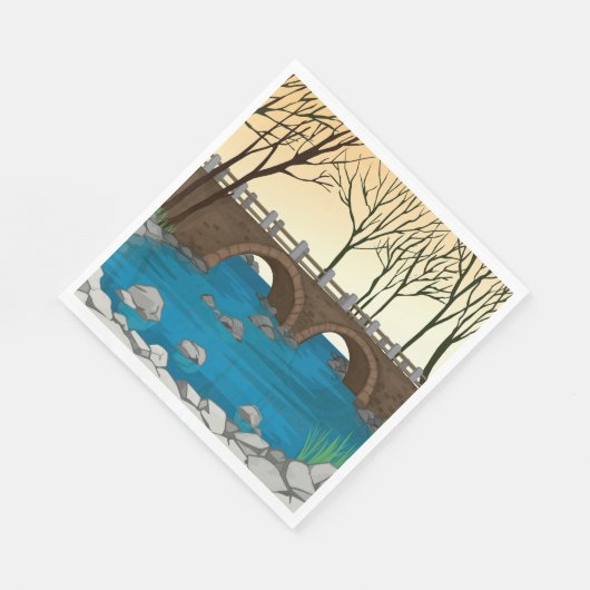 Rustikale Steinbrücke über die Naturlandschaft des Serviette (Ecke)