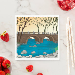 Rustikale Steinbrücke über die Naturlandschaft des Serviette