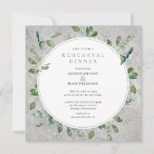 Rustikale Steingrün Probe Abendessen Einladung (Vorderseite)