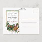 Rustikale Steinkirche im Winter mit Holly Postkarte (Rückseite)