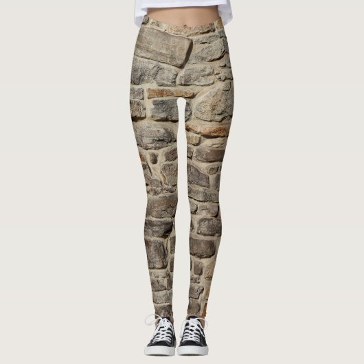 Rustikale Steinmauer, strukturierte Dekoration Leggings (Vorderseite)