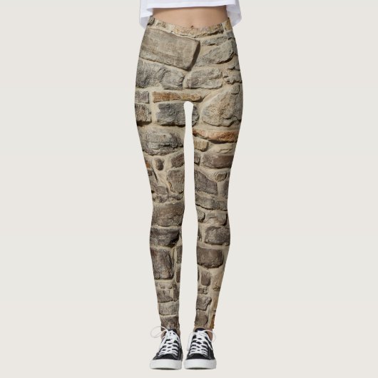 Rustikale Steinmauer, strukturierte Dekoration Leggings (Vorderseite)