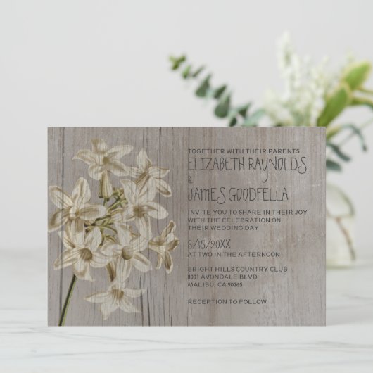 Rustikale Stephanotis Hochzeit Einladungen (Stehend Vorderseite)