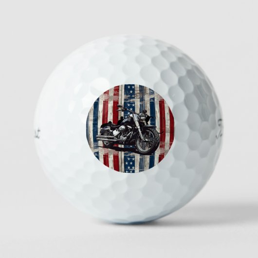 Rustikale Sternen- und Streifen-Motorrad-Golfbälle Golfball (Vorderseite)