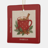 Rustikale Stickerei Weihnachtskakao mit Cinnamon Keramikornament (Links)