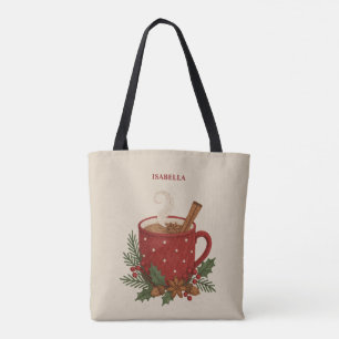 Rustikale Stickerei Weihnachtskakao mit Cinnamon Tasche