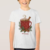 Rustikale Stickerei Weihnachtskakao mit Cinnamon Tri-Blend Shirt (Vorderseite)