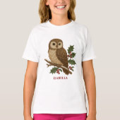 Rustikale Stickerei Weihnachtsschale mit Holly T-Shirt (Vorderseite)