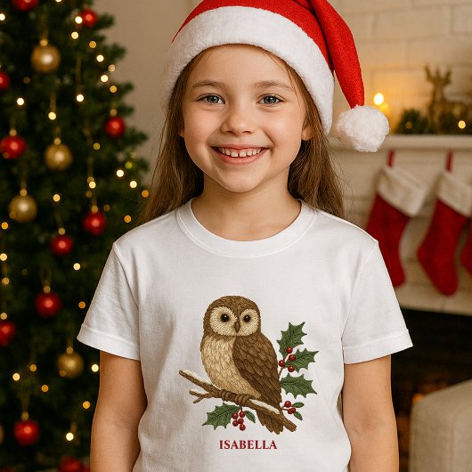 Rustikale Stickerei Weihnachtsschale mit Holly T-Shirt
