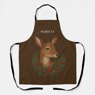 Rustikale Stickereien Grüntöne Weihnachten Schürze