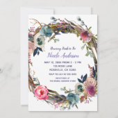 Rustikale Sticks Blumenreath Modernes Brautparty Einladung (Rückseite)