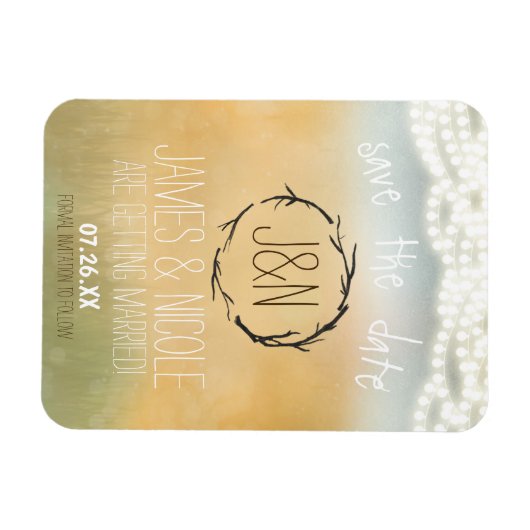 Rustikale Sticks & String Lights Magnet Save the D (Horizontal)