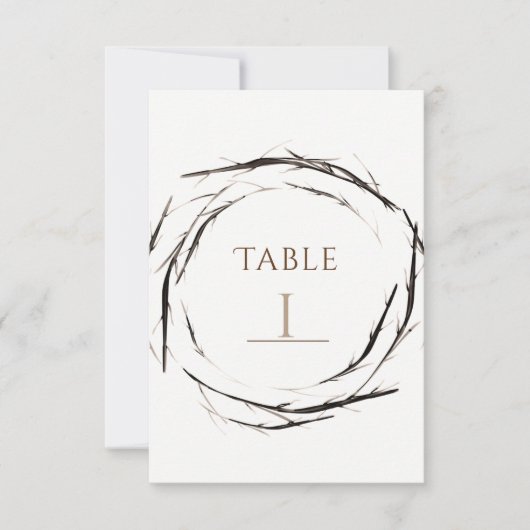 Rustikale Sticks Twigs Branches Kränze Tischnummer (Vorderseite)