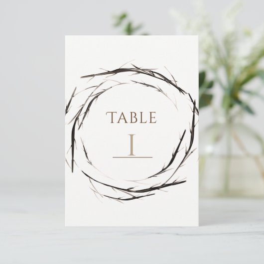 Rustikale Sticks Twigs Branches Kränze Tischnummer (Stehend Vorderseite)