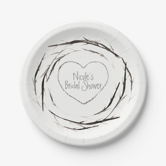 Rustikale Sticks Twigs Branches Kreath Custom Part Pappteller (Vorderseite)