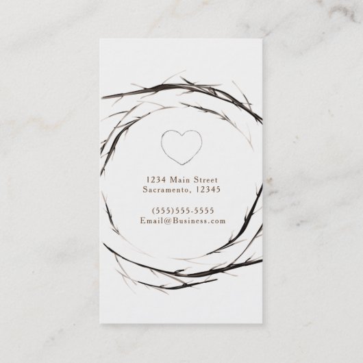 Rustikale Sticks Twigs Branches Wreath Custom Eleg Visitenkarte (Rückseite)