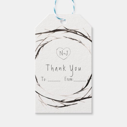 Rustikale Sticks Twigs Branches Wreath Custom Gevo Geschenkanhänger (Vorderseite)