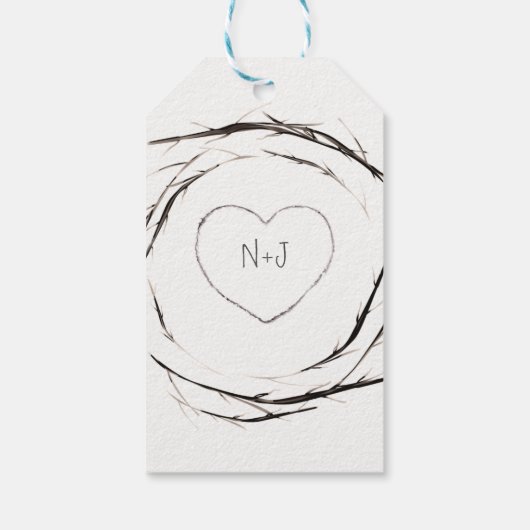 Rustikale Sticks Twigs Branches Wreath Custom Gevo Geschenkanhänger (Rückseite)