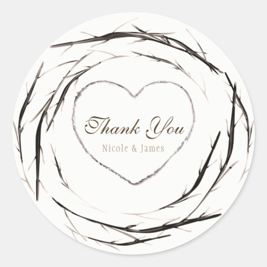 Rustikale Sticks Twigs Branches Wreath Custom Gevo Runder Aufkleber (Vorderseite)