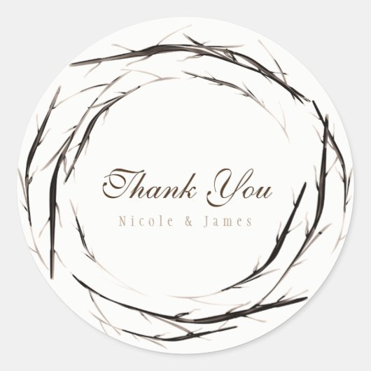 Rustikale Sticks Twigs Branches Wreath Custom Gevo Runder Aufkleber (Vorderseite)