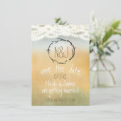 Rustikale Sticks, Wraath & String Lights Save the  Einladung (Stehend Vorderseite)