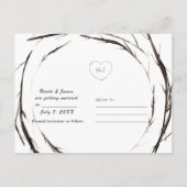 Rustikale Sticks, Zweige Kränze Save the Date Ankündigungspostkarte (Rückseite)