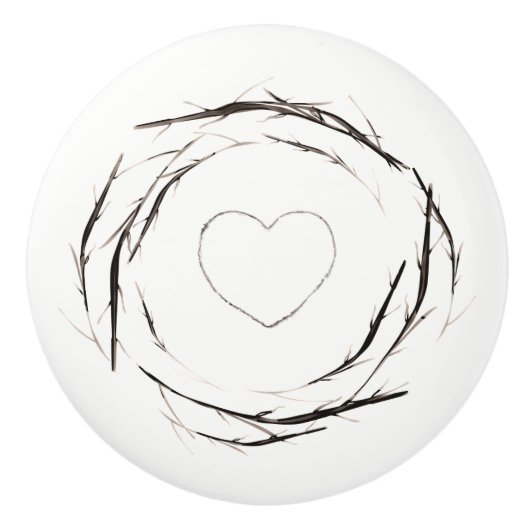 Rustikale Sticks Zweige Zweigstellen Wreath Countr Keramikknauf (Vorderseite)