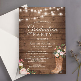Rustikale Stiefel Blumenzellenleuchter Graduierung Einladung