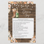 Rustikale Stiefel & Brautparty Groom Say Game (Vorne/Hinten)