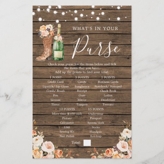 Rustikale Stiefel & Brautparty Purgame (Vorderseite)