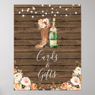 Rustikale Stiefel & Bubbly Brautparty Cards & Gesc Poster
