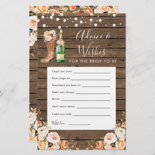 Rustikale Stiefel & Bubbly Ratschläge & Wunschkart (Vorne/Hinten)