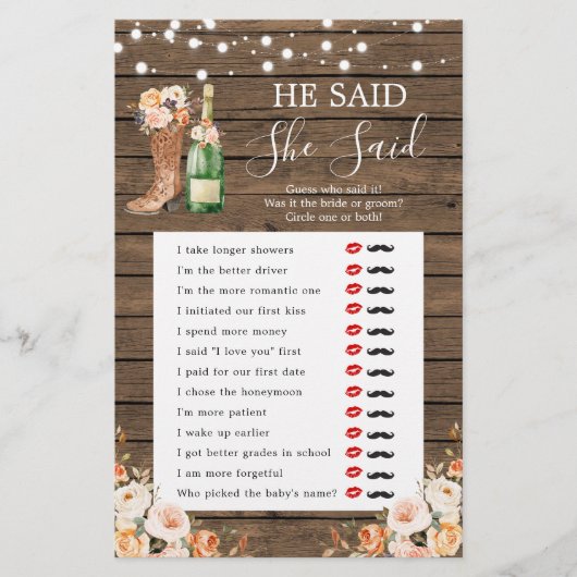 Rustikale Stiefel & Bubbly sagte er, sie habe Spie (Vorderseite)