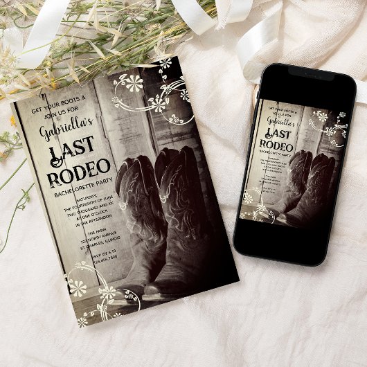Rustikale Stiefel Letzte Rodeo Western Junggeselin Einladung