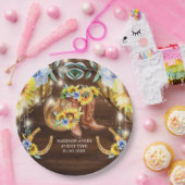 Rustikale Stiefel mit Blumenzellenleuchten Persona Pappteller (Party)