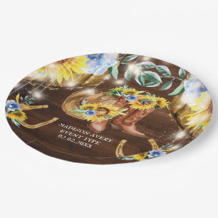 Rustikale Stiefel mit Blumenzellenleuchten Persona Pappteller