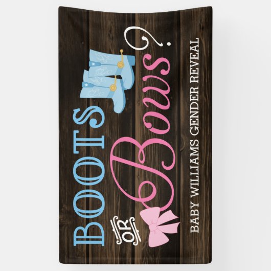 Rustikale Stiefel oder Bows Gender Reveal Baby Dus Banner (Vertikal)